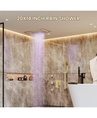 All-In-One Thermostatic Shower System with LED Light and Body Jets