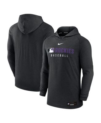 Men's Heather Black Colorado Rockies Authentic Collection Tri-Blend Performance Pullover Hoodie