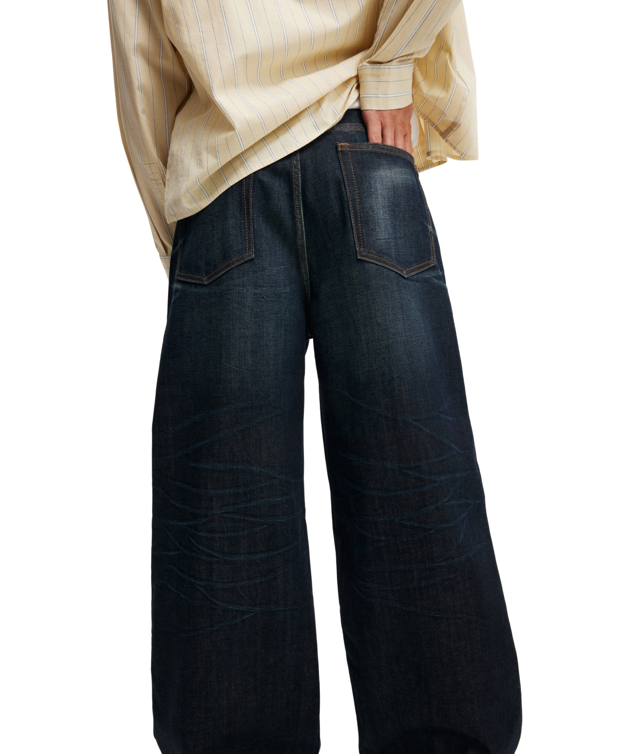 Shop Cotton On Men's Super Baggy Jean In Selvedge Worn Blue