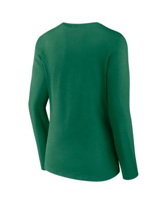 Женская футболка с V-образным вырезом и длинным рукавом в стиле ретро с логотипом Fanatics Kelly Green Philadelphia Eagles Super Bowl LIX Champions