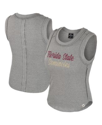 Colosseum - Women's Heather Gray Florida State Seminoles Beach You Ribbed Tank Top