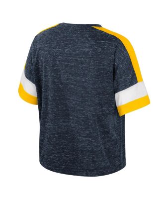 Женская футболка Colosseum темно-синего цвета Michigan Wolverines Ruth Color Block с круглым вырезом горловины
