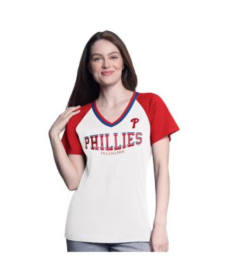 G-III 4Her by Carl Banks - Women's&nbsp;White/Red Philadelphia Phillies Ball Park Raglan V-Neck T-Shirt