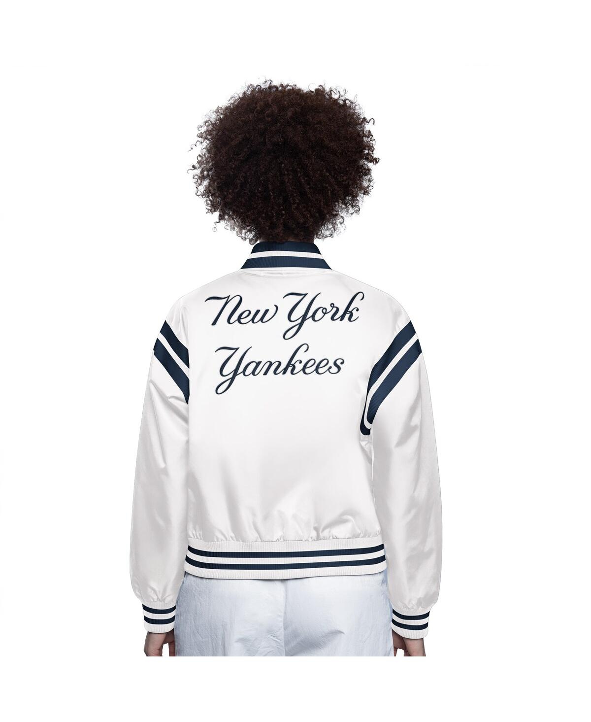STARTER WOMEN'SÂ WHITE NEW YORK YANKEES FULL COUNT FULL-SNAP VARSITY JACKET 