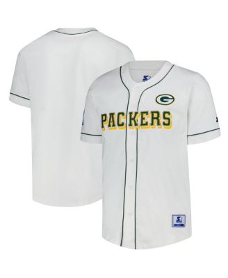 Starter - Men's&nbsp;White Green Bay Packers Relay Full-Button Baseball Jersey