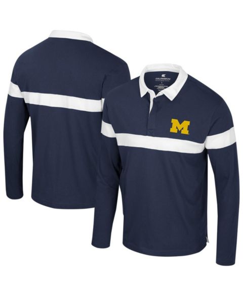Мужская рубашка Colosseum Navy Michigan Wolverines Too Cool For School Long Sleeve Polo Shirt