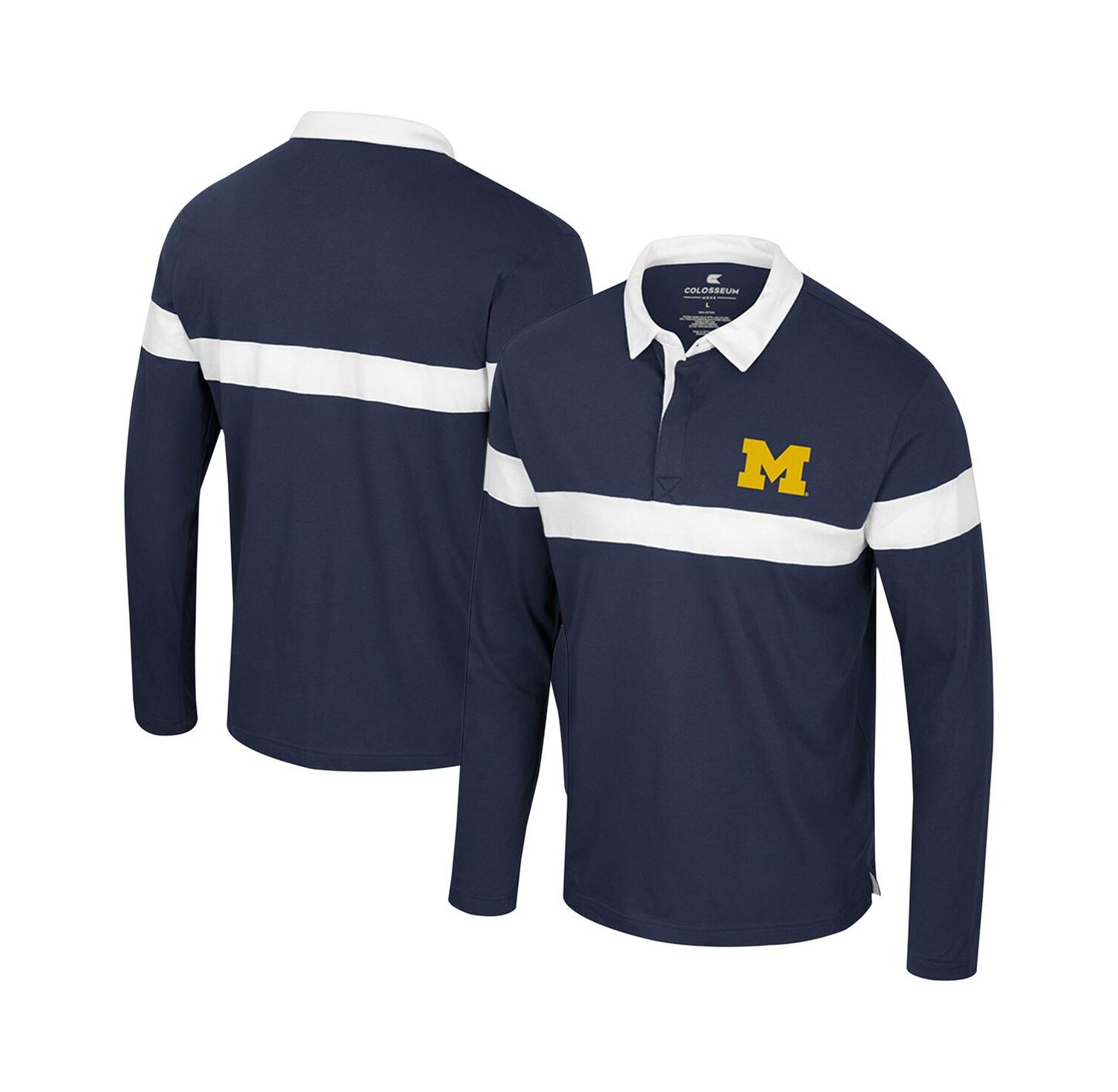 Men's Navy Michigan Wolverines Too Cool For School Long Sleeve Polo Shirt