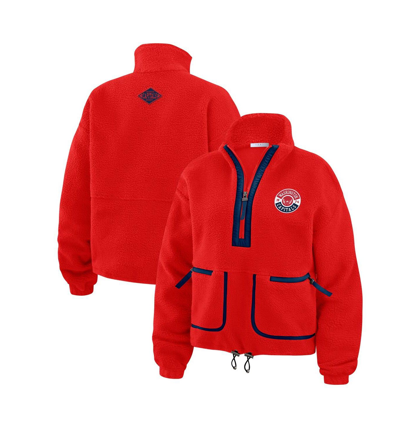 Женская куртка WEAR by Erin Andrews Red Washington Capitals Polar Fleece Half-Zip — фото 1