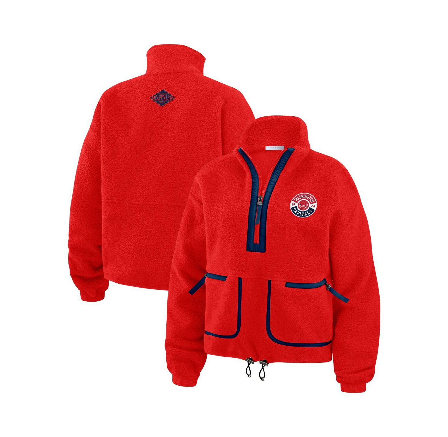 Women's Red Washington Capitals Polar Fleece Half-Zip Jacket