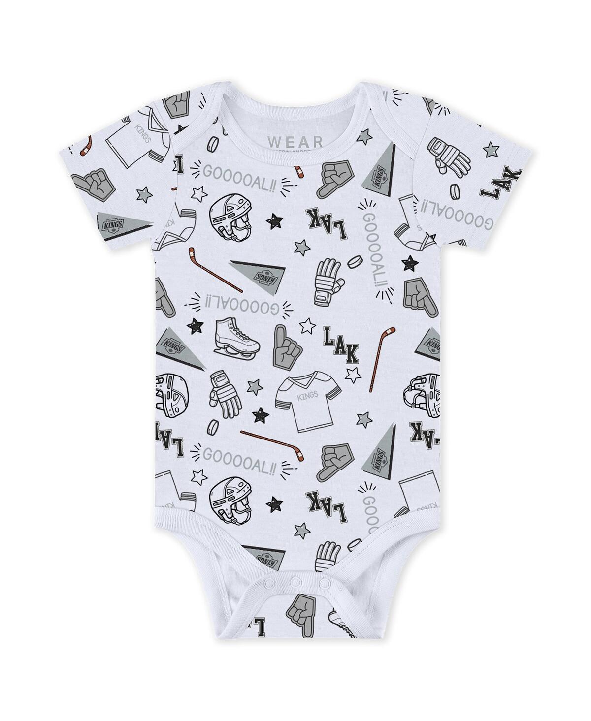 Wear By Erin Andrews Baby Boys And Girls 3-piece Los Angeles Kings Turn Me Around Bodysuits And Pants Set In Black,heather Gray