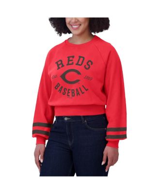 Женская одежда от Erin Andrews красного цвета Cincinnati Reds, винтажный укороченный пуловер-толстовка со стиркой от Erin Andrews