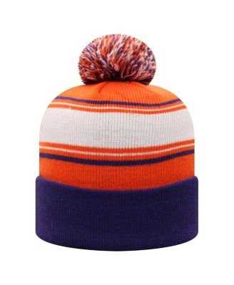 Мужская вязаная шапка Top of the World оранжевого цвета Clemson Tigers Ambient с манжетами и помпонами
