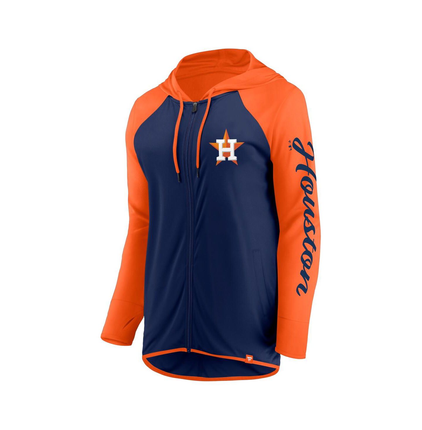 Женское худи Fanatics Navy/Orange Houston Astros Script Sleeve Full-Zip — фото 3