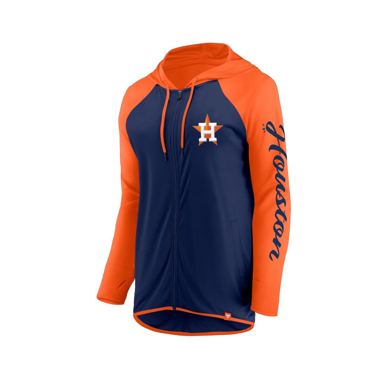 Women's Navy/Orange Houston Astros Script Sleeve Full-Zip Hoodie