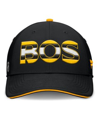 Men's Black/Gold Boston Bruins Authentic Pro Rink Team Code Flex Hat