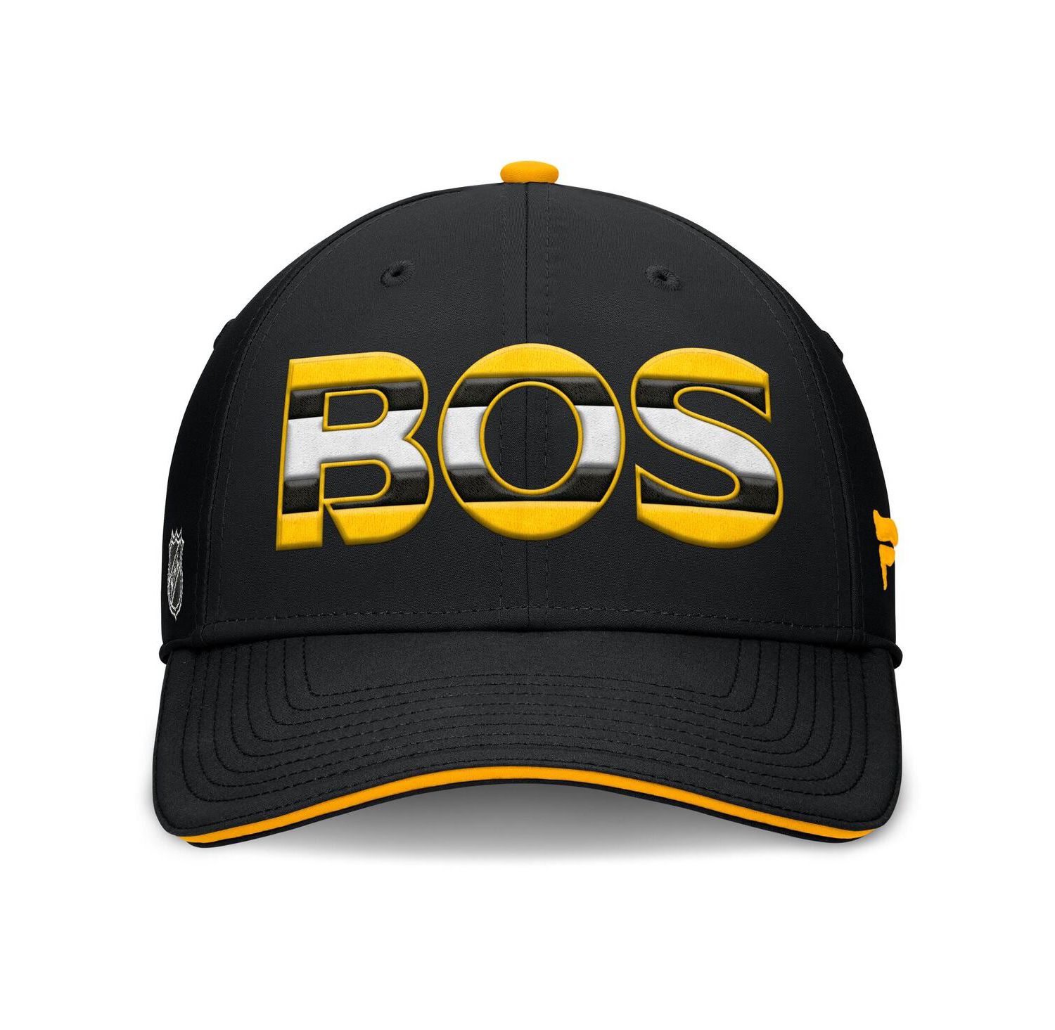 Men's Black/Gold Boston Bruins Authentic Pro Rink Team Code Flex Hat