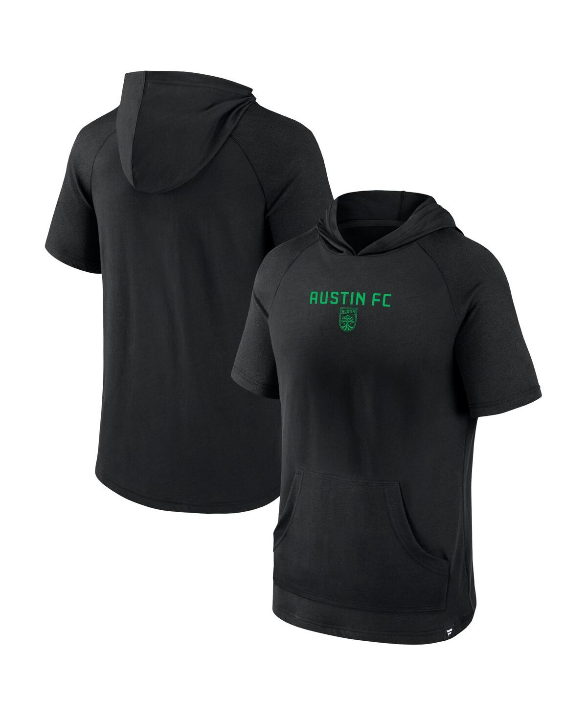 Fanatics Men's Black Austin Fc Match Raglan Short Sleeve Pullover Hoodie In Black
