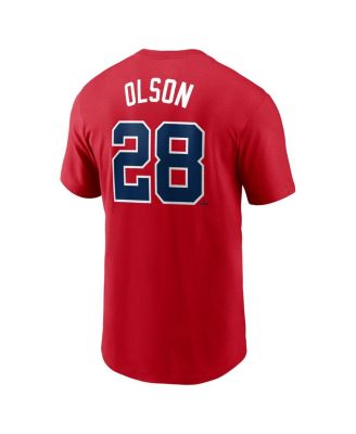 Мужская футболка Nike Matt Olson Red Atlanta Braves с фирменным номером Fuse от Nike