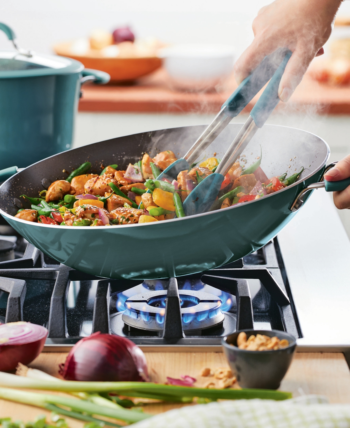 Rachael Ray Cook + Create 14" Nonstick Wok In Agave Blue