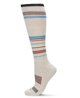 Women's Unisex Multi-Striped Cotton Blend 15-20mmHg Graduated Compression Socks UOY06868