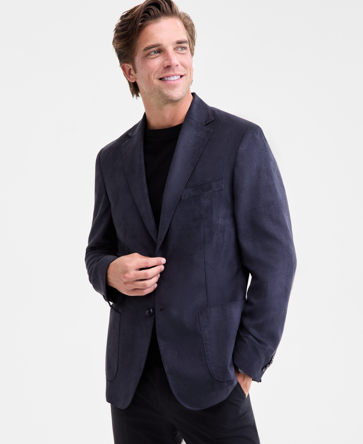 Michael Kors Men's Classic-fit Stretch Melange Faux Suede Sport Coat In Blue