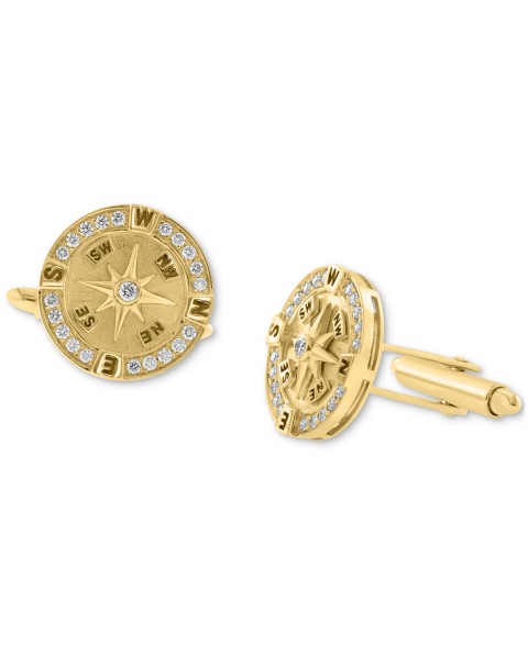 Мужские аксессуары EFFY Collection EFFY&reg; Men's Diamond Compass Cufflinks (3/8 ct. t.w.) in 14k Gold-Plated Sterling Silver