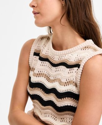 Women's Wavy Stripe Cotton Sweater Tank Top