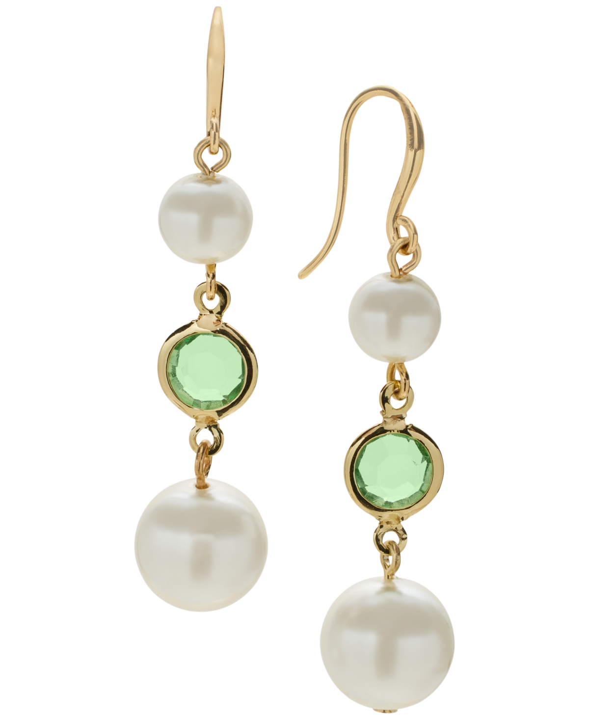 Gold-Tone Stone & Imitation Pearl Triple Drop Earrings, Exclusively at Macy's - Multi