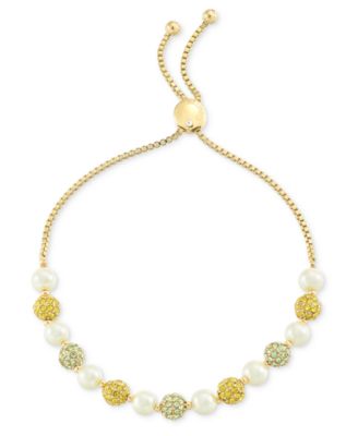 Charter Club Gold-Tone Pav - Imitation Pearl Bead Slider Bracelet Exclusively at Macys 4490₽