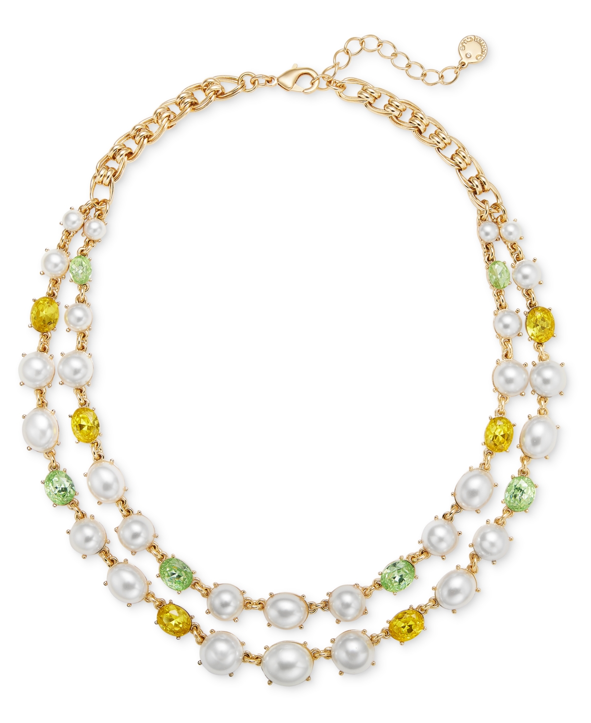 Gold-Tone Stone & Imitation Pearl Layered Statement Necklace, 17" + 2" extender, Exclusively at Macy's - Multi