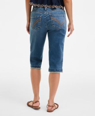 Women's "Ab" Solution Skimmer Frayed Cropped Jeans