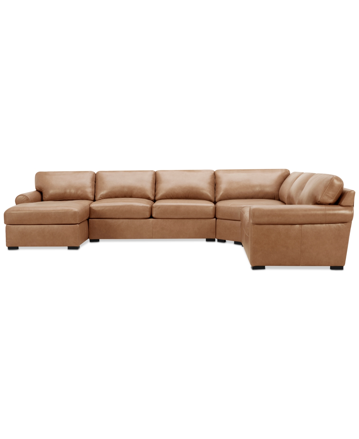 Macy's Radley Roll Arm 152" 5-pc. Leather Wedge Corner Chaise Sectional, Exclusively At