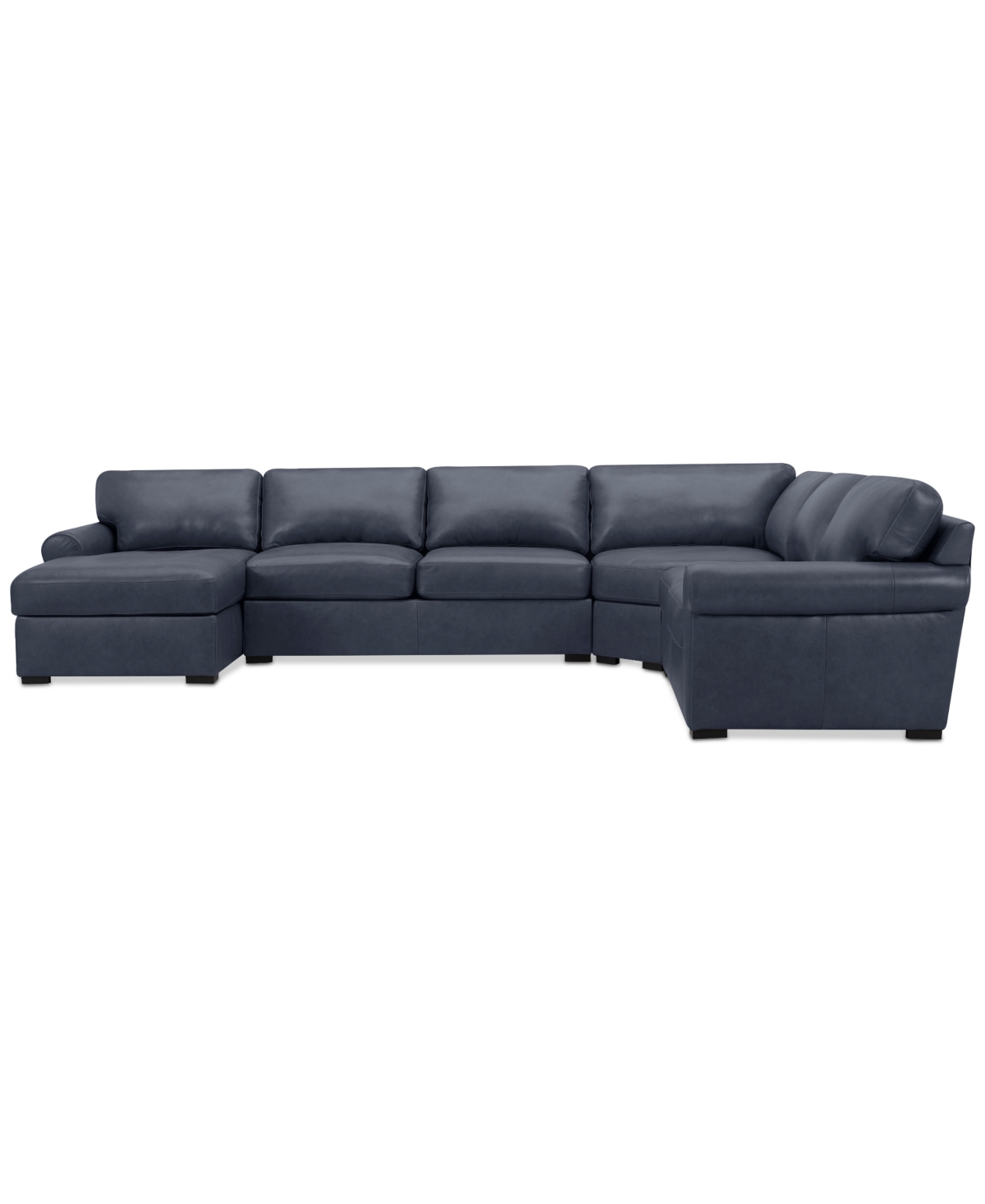 Macy's Radley Roll Arm 152" 5-pc. Leather Wedge Corner Chaise Sectional, Exclusively At