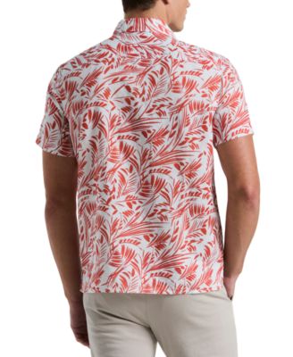 Мужская лагерная рубашка Perry Ellis с коротким рукавом и пуговицами спереди с абстрактным принтом в виде листьев