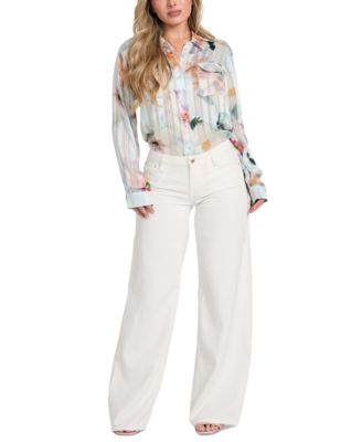 Женская рубашка GUESS с принтом спереди на пуговицах 