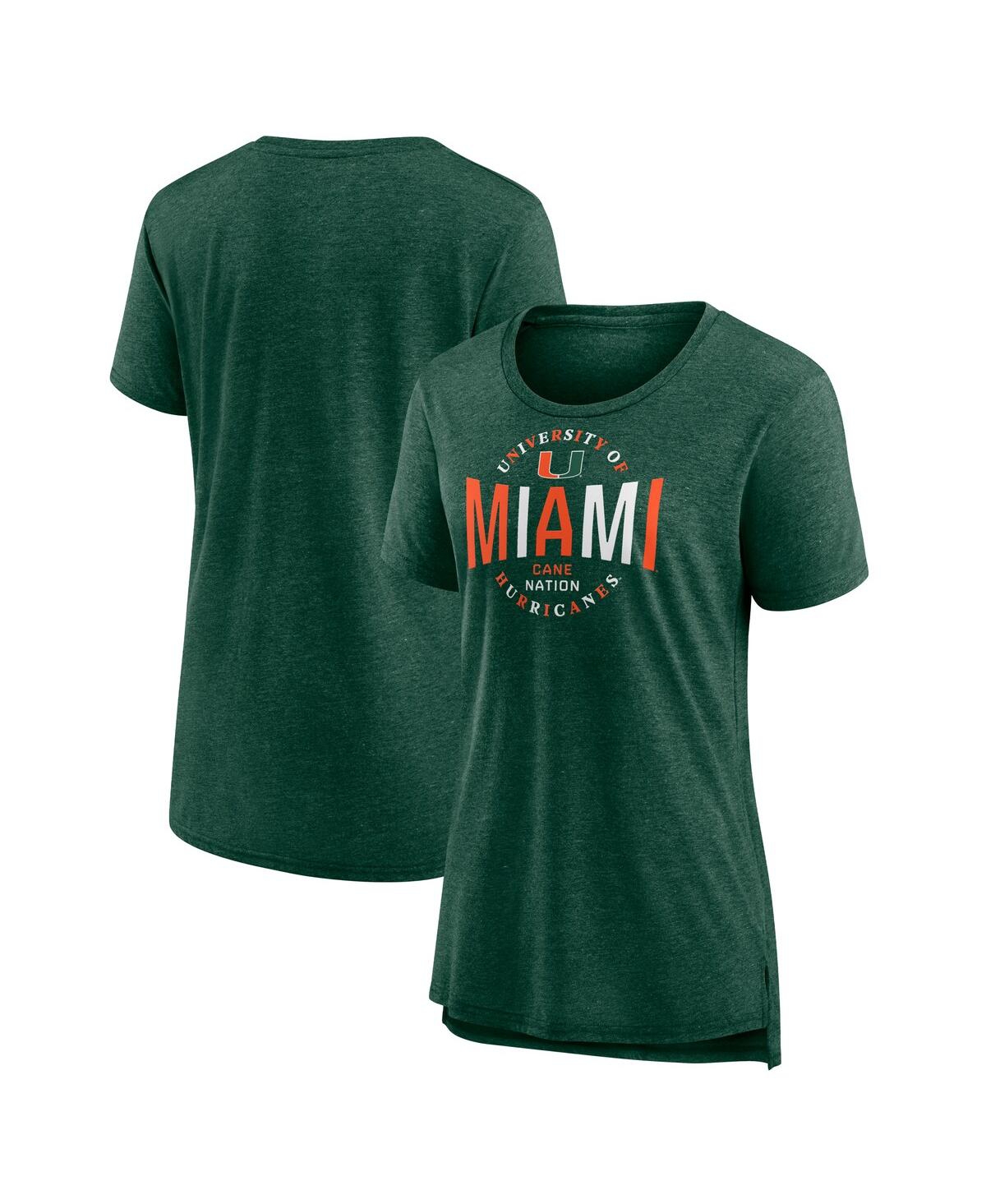 Fanatics Women's Green Miami Hurricanes True Classics Break It Down Tri-blend T-shirt In Green