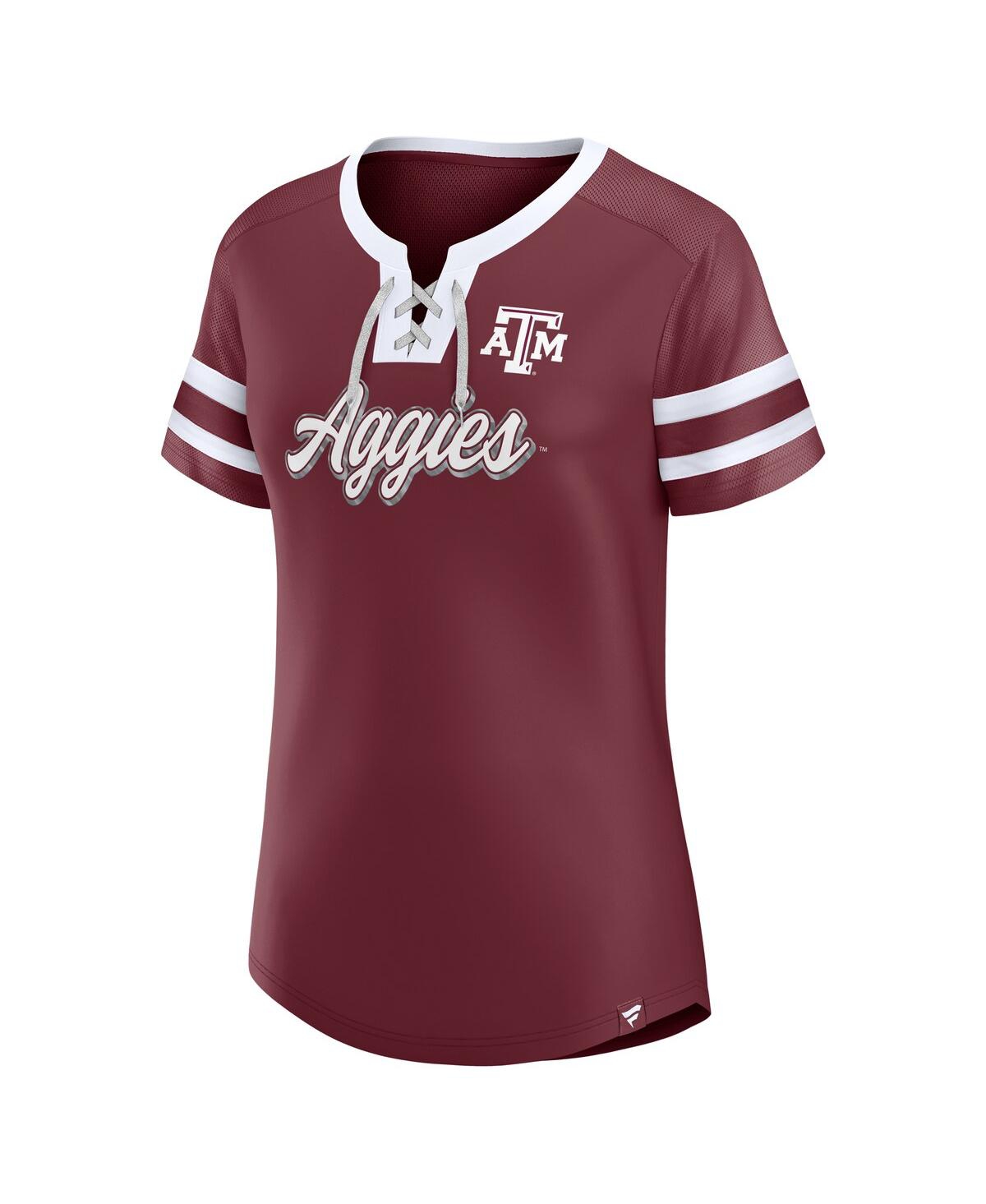 Fanatics Women's Maroon Texas A&m Aggies Iconic Athena Lace-up T-shirt In Maroon