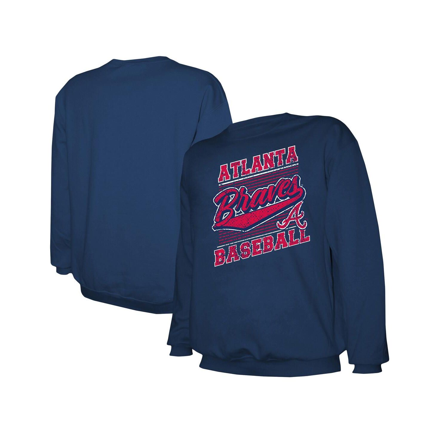 Мужская толстовка Stitches Navy Atlanta Braves Pullover — фото 1