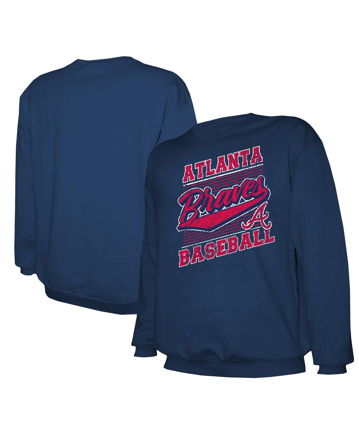 Shop Stitches Men's Navy Atlanta Braves Pullover Sweatshirt