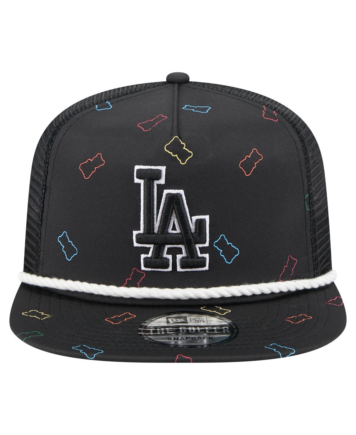 New Era Men's Black Los Angeles Dodgers Gummy Golfer Trucker Adjustable Hat In Black