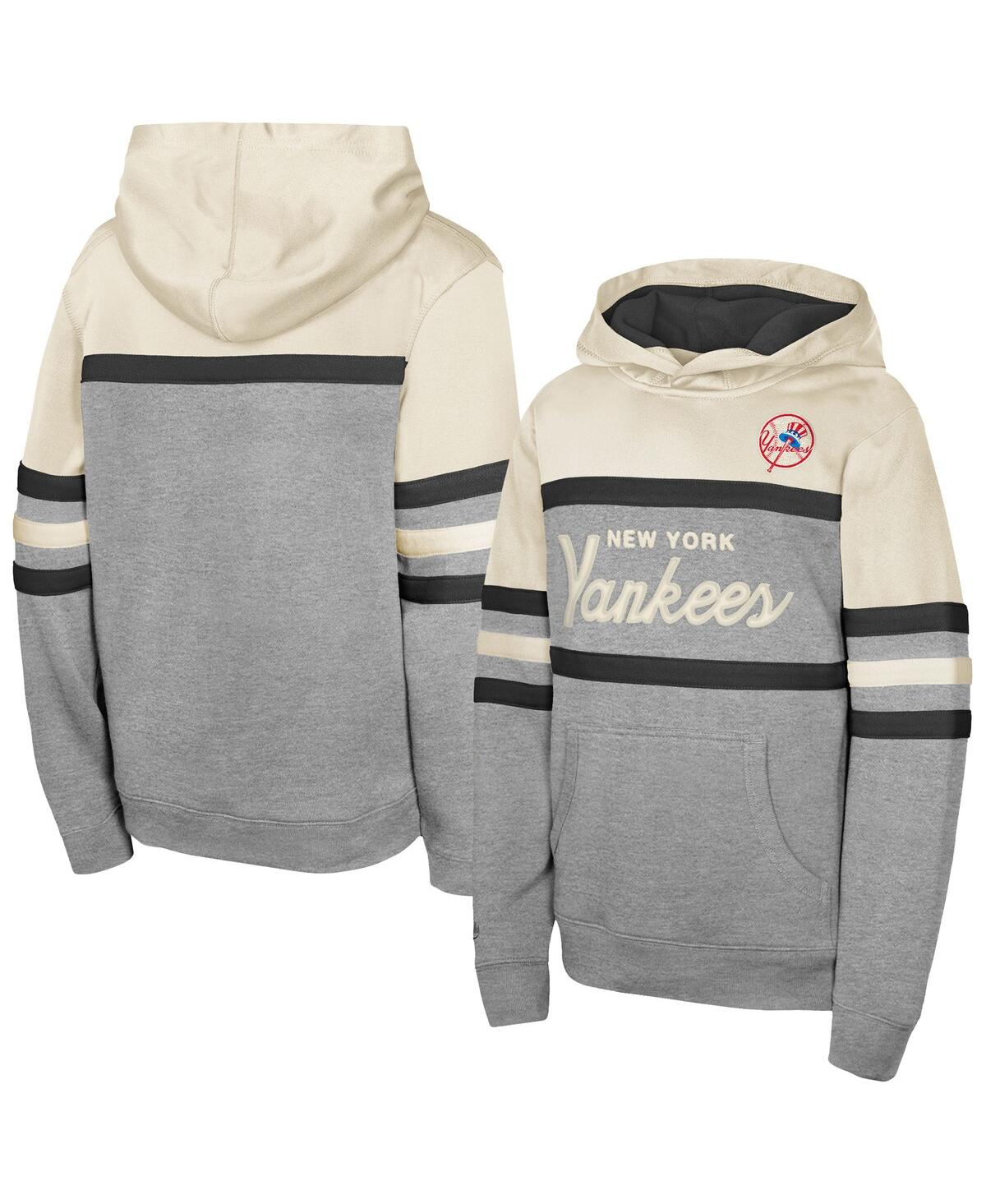 Mitchell & Ness Men's Cream New York Yankees Head Coach Pullover Hoodie In Cream