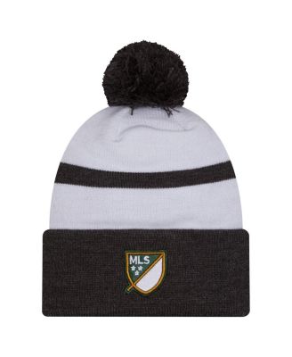Мужская белая вязаная шапка Portland Timbers 2025 Kickoff от New Era с манжетами и помпоном