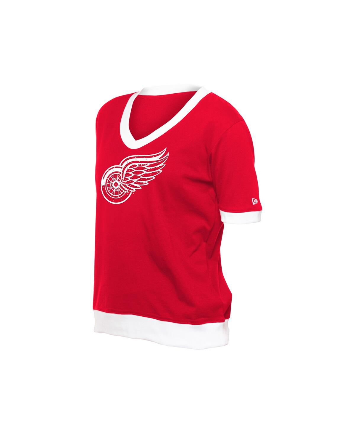 NEW ERA WOMEN'S RED DETROIT RED WINGS GAME DAY RHINE STUDS T-SHIRT 