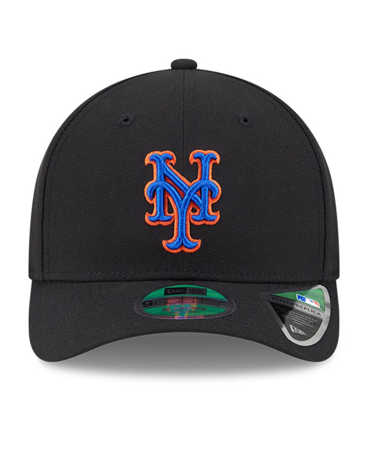 New Era Men's Black New York Mets Player Replica 9FORTY Adjustable Hat