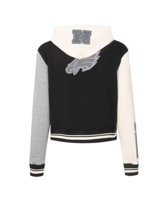 Женская серая толстовка Philadelphia Eagles Reverse French Terry Color Block с капюшоном на молнии Pro Standard