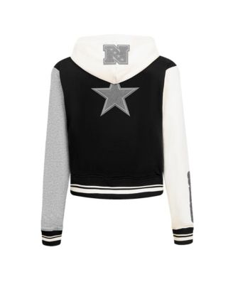 Женская серая толстовка Pro Standard Dallas Cowboys Reverse French Terry Color Block с капюшоном на молнии
