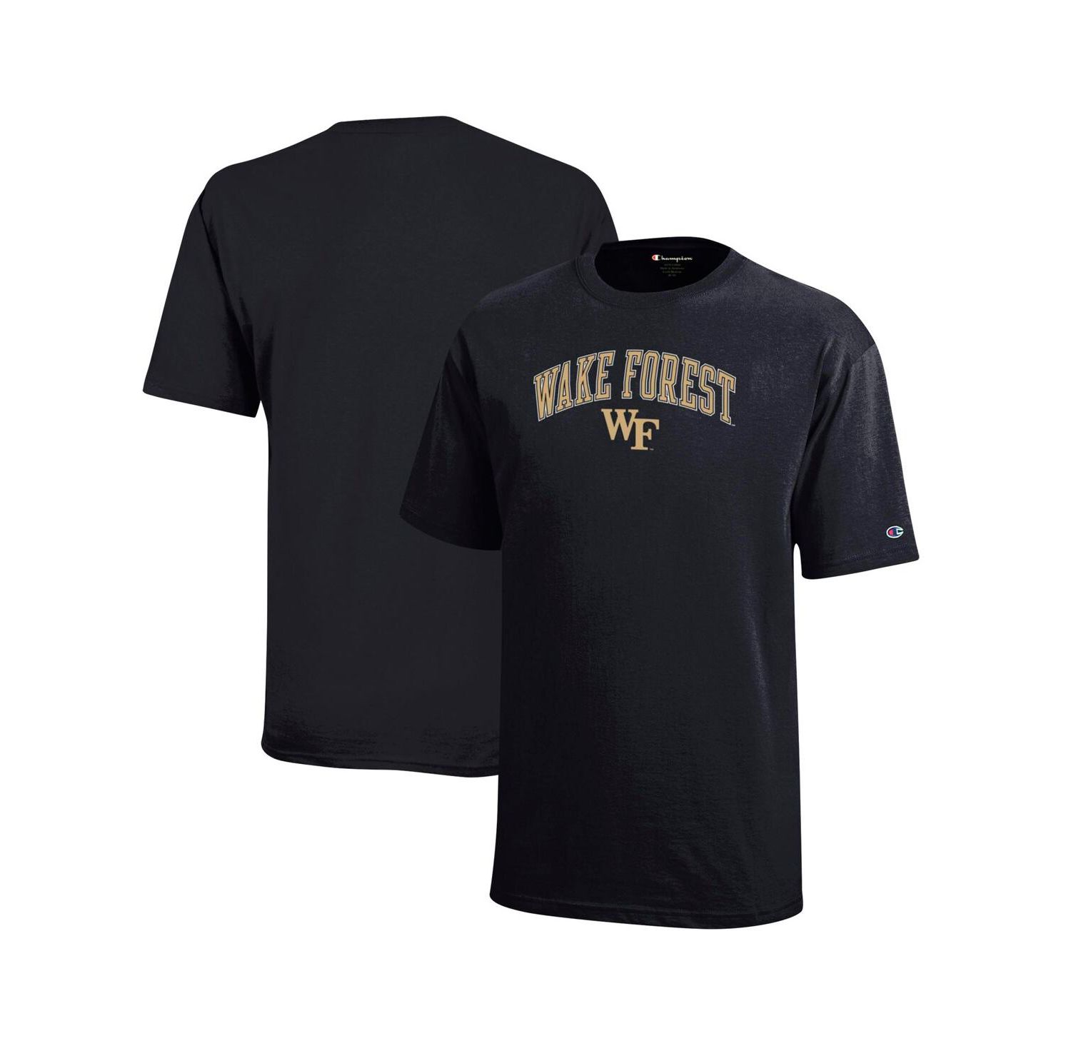 Big Boys and Girls Black Wake Forest Demon Deacons Arch Over Logo T-Shirt