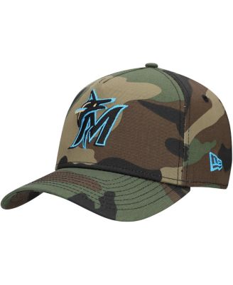 New Era - Men's Camo Miami Marlins Woodland Team Pop 9FORTY A-Frame Adjustable Hat