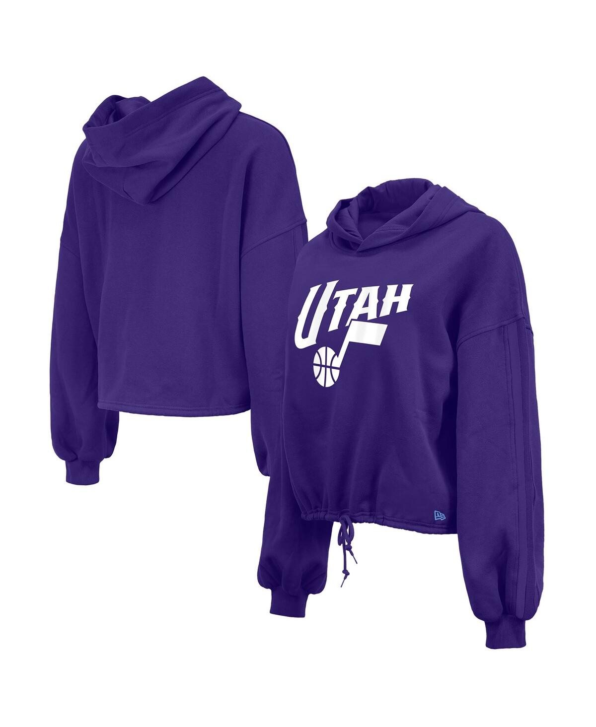 NEW ERA WOMEN'S PURPLE UTAH JAZZ 2024/25 CITY EDITION CROPPED PULLOVER HOODIE 