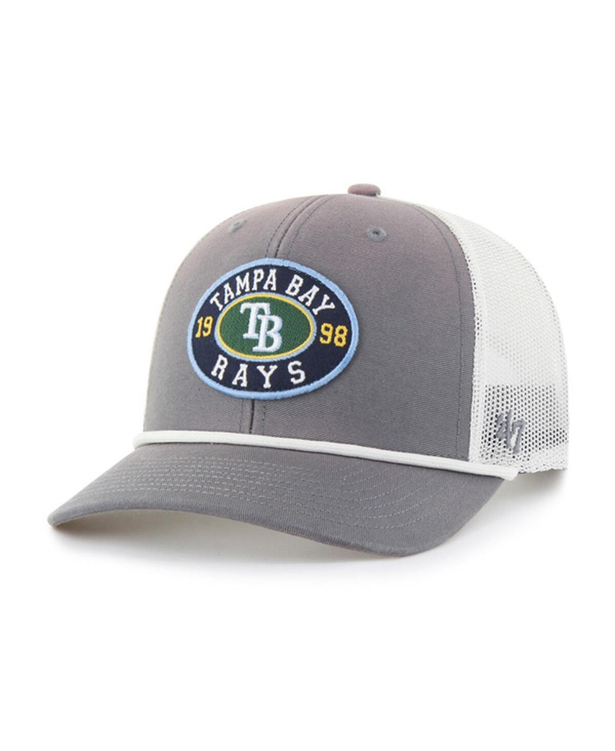 47 Brand Men's Gray/white Tampa Bay Rays Tide Sweep Rope Trucker Adjustable Hat In Gray,white
